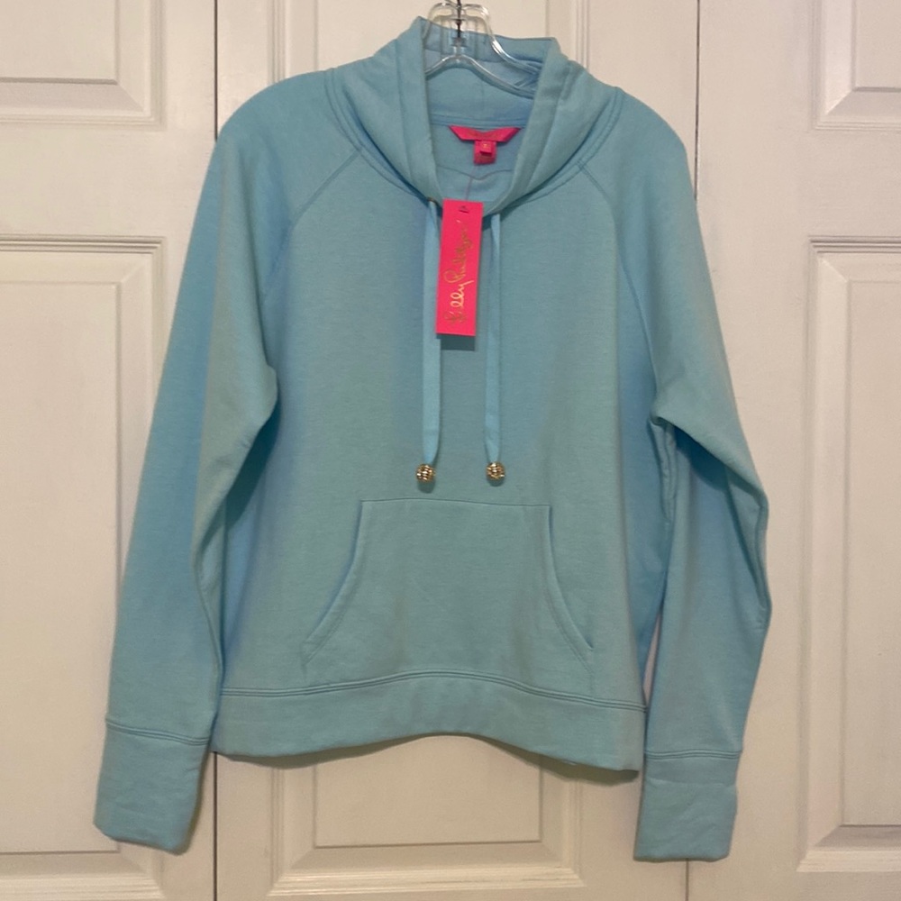 Lilly Pulitzer Jax Popover Heathered Ravello Blue SWEATSHIRT size M NWT